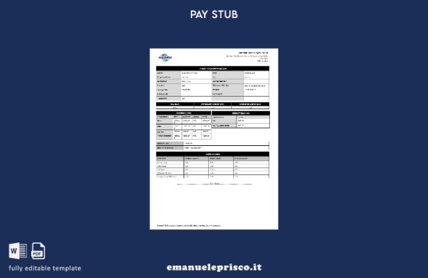 modello di busta paga Ensavior Technologies in stile verificato